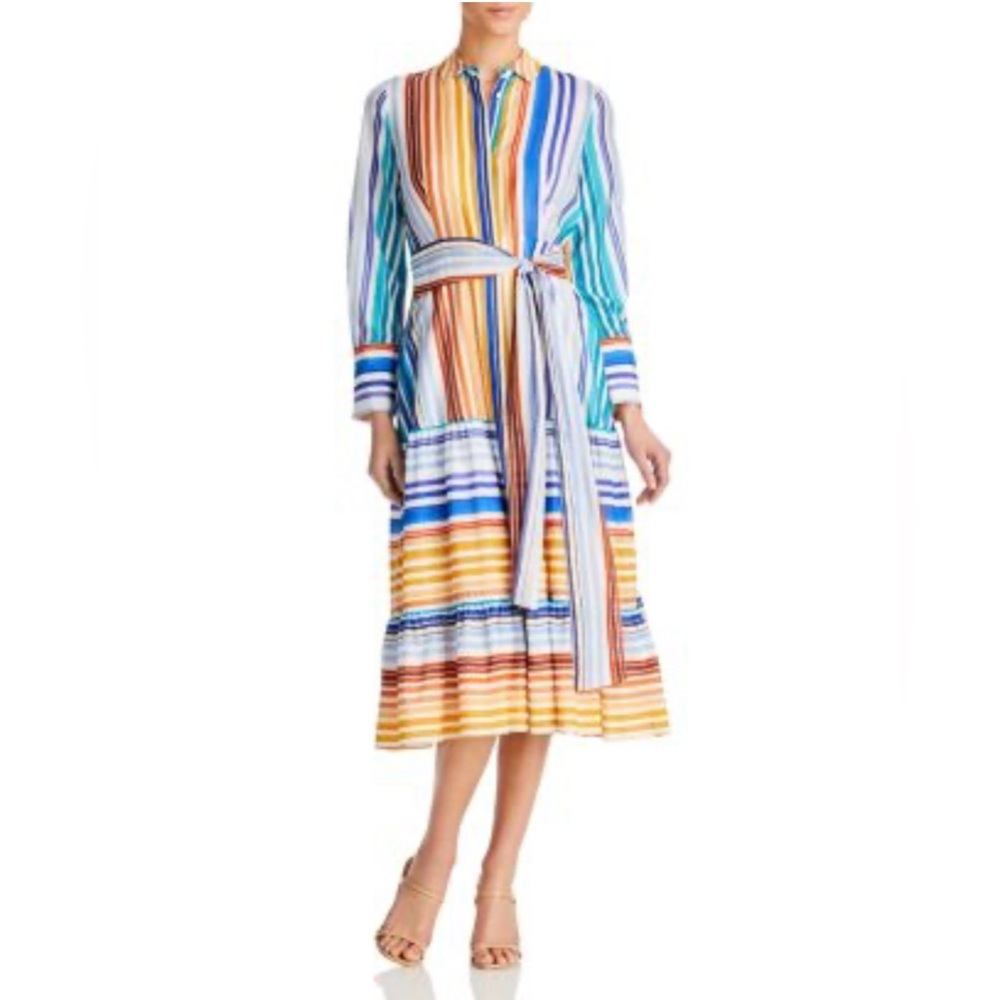 Kobi Halperin Constance Striped Belted Shirtdress, size: XL